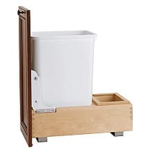 Single 35 QT Bottom-Mount Wood Waste Container Pullout , White