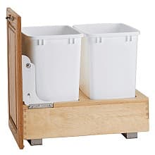Double 35 QT Bottom-Mount Waste Container Pullout, Full-Extension, White