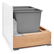Double 30 QT Bottom-Mount Waste Container Pullout, BLUMOTION Soft-Closing, Silver