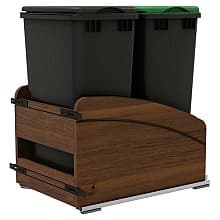 4WCCC Series Double 50 QT Bin Bottom Mount Waste Containers for 18" Cabinet, Black