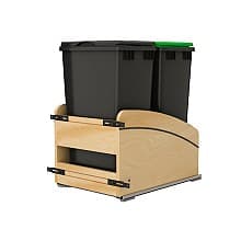 Double 50 Qt. Craftsman Collection Bottom Mount Pullout Waste Container, Black