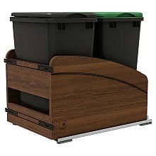 4WCCC Series Double 35 QT Bin Bottom Mount Waste Containers for 18" Cabinet, Black