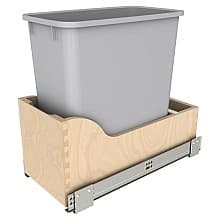 Single 20 Qt Bottom Mount Waste Container Pullout with BLUM Soft-Close Slide, Silver