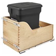 Single 24 QT Bottom-Mount Waste Container Pullout with BLUMOTION Soft-Closing, Black