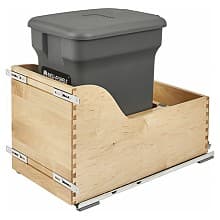 Single 24 QT Bottom-Mount Waste Container Pullout with BLUMOTION Soft-Closing