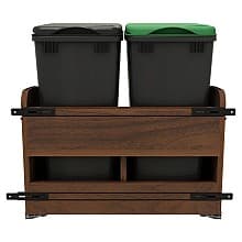 4WCCC Series Double 50 QT Bin Bottom Mount Waste Containers for 18" Cabinet, Silver