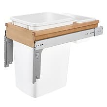 Single 35 QT Top-Mount Waste Container Pullout, Standard Close for 1-1/2" Face Frame, White