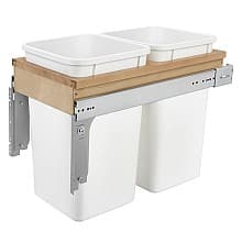 Double 27 QT Top-Mount Waste Container Pullout with 1-5/8" Face Frame for 11-3/4" Cabinet Opening, White