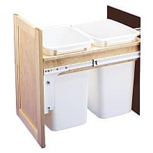 Double 35 QT Top-Mount Waste Container Pullout with 1-1/2" Face Frame for 15" Cabinet Opening, White