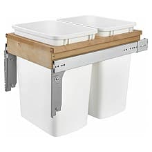 Double 35 QT Top-Mount Waste Container Pullout for 1-3/4" Face Frame, White
