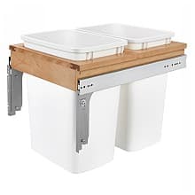 Double 35 QT Top-Mount Waste Container Pullout with Frameless, White