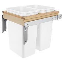 Double 50 QT Top-Mount Waste Container Pullout with 1-1/2" Face Frame, White