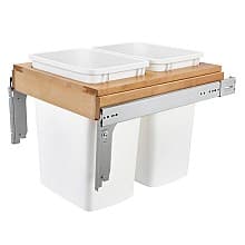 Double 35 QT Top-Mount Waste Container Pullout with Bracket, White