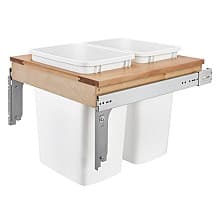 Double 35 QT Top-Mount Waste Container Pullout with 1-5/8" Face Frame for 20-3/4" Cabinet Opening, White