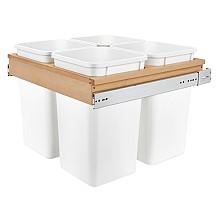 Four Bin 27 Qt Top-Mount Waste Container Pullout for 1-1/2" Face Frame, White