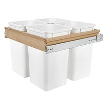 Four Bin 27 Qt Top-Mount Waste Container Pull-out for Full Access Cabinet, White