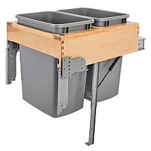 Double 35 QT Top-Mount Waste Container Pullout, Soft-Closing and Rev-A-Motion for 17-1/2" Cabinet Opening, Silver