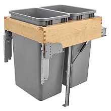 Double 50 QT Top-Mount Waste Container Pullout, Soft-Closing and Rev-A-Motion for 17-1/2" Cabinet Opening, Silver