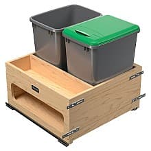 Double 35 QT Bottom-Mount Waste Management Center with Storage Space/Soft-Close, Metallic Silver