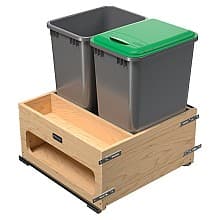 Double 50 QT Bottom-Mount Waste Management Center with Storage Space/Soft-Close, Metallic Silver
