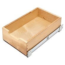 11-23/32" 4WDB 1-Tier Wood Drawer Box Pull-Out with BLUMOTION Soft-Closing Slides, Light Brown, 19-7/32" Depth