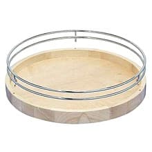 20" Full-Circle 1 Tray Shelf Wood Lazy Susan with Fence and Bearing Stop