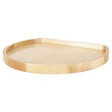 22" D-Shape 1 Tray Wood Lazy Susan with Swivel Bearing