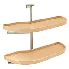 4WLS87 2-Tier Girasolo Wood Classic Shelves Blind Corner Optimizer with Soft-Close for 12&quot; Cabinet Opening, Light Brown
