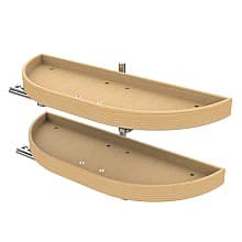 4WLS Half-Moon 2 Tray Wood Lazy Susan