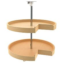 24" Kidney 2 Tray Wood Classic Lazy Susan