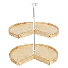 Pie-Cut 2 Tray Wood Lazy Susan, 26" - 32" Height