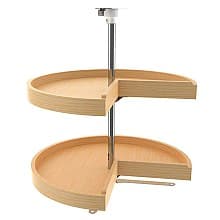 4WLS Wood Pie-Cut 2 Tray Lazy Susan Set with Polymer Hardware