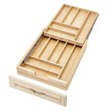 4WTCD 15" 11-Conmpartment Two Tiered Cutlery Drawer with BLUMOTION Soft-Close, Semi-Gloss