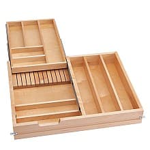 4WTCD 27" 11-Conmpartment/1 Knife Block Two Tiered Cutlery Drawer with BLUMOTION Soft-Close, Semi-Gloss