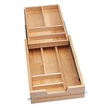 4WTCD 13-1/2" 9-Compartments Two Tiered Cutlery Drawer with BLUMOTION Soft-Close, Semi-Gloss