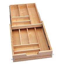 4WTCD 16-1/2" 11-Compartments Two Tiered Cutlery Drawer with BLUMOTION Soft-Close, Semi-Gloss