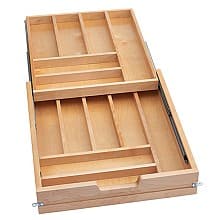 4WTCD 19-1/2" 13-Compartments Two Tiered Cutlery Drawer with BLUMOTION Soft-Close, Semi-Gloss