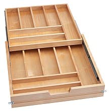 4WTCD 22-1/2" 14-Compartments Two Tiered Cutlery Drawer with BLUMOTION Soft-Close, Semi-Gloss