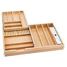 4WTCD 34" 13-Compartments/1 Knife Block Two Tiered Cutlery Drawer with Mounting Hardware, Semi-Gloss