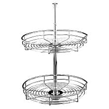 32" D-Shape 2 Tray Wire Lazy Susan, Chrome