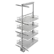 16-1/4" 4-Shelf Solid Bottom Pull-Out Pantry with Soft-Closing, Gray