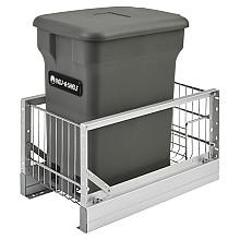 Single 24 QT Bottom-Mount Waste Container Pullout with Soft-Closing