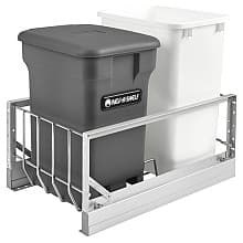 Double 24 QT/35 QT Bottom-Mount Waste Container Pullout with Soft-Closing