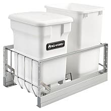 Double 24 QT/35 QT Bottom-Mount Waste Container Pullout with Soft-Closing