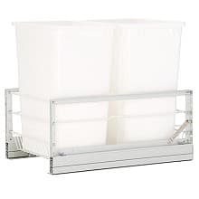 Double 35 QT Bottom-Mount Waste Container, Soft-Closing for 15" Cabinet Opening, White