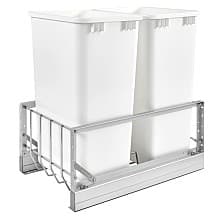 Double 50 QT Bottom-Mount Waste Container, Full-Extension Soft-Closing for 15" Cabinet Opening