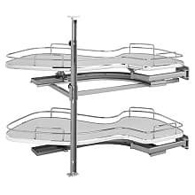 2-Tier The Cloud Blind Corner Cabinet Organizer for 15" Cabinet Opening, Chrome/Gray