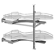 2-Tier The Cloud Blind Corner Cabinet Organizer for 18" Cabinet Opening, Chrome/Gray