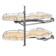 2-Tier The Cloud Blind Corner Cabinet Organizer for 18" Cabinet Opening, Chrome/Maple