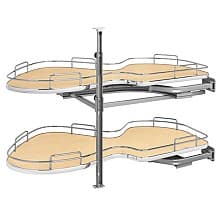 2-Tier The Cloud Blind Corner Cabinet Organizer for 21" Cabinet Opening, Chrome/Maple